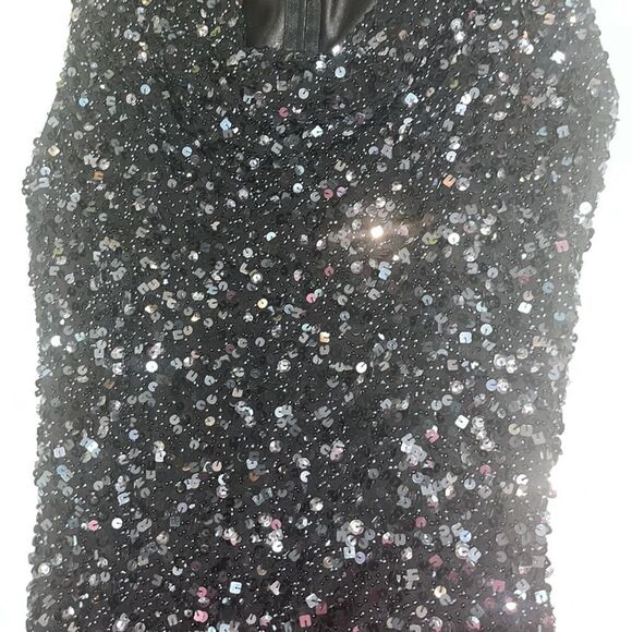Scala Silk Black Sequin Beaded Gown Prom Formal Size Small (Can Fit Medium) - Picture 9 of 10